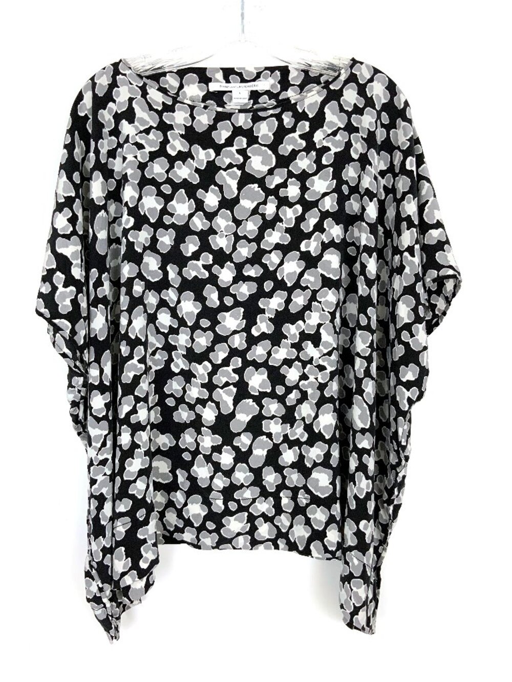 New Diane Von Furstenberg 100% Silk Hanky Logenlook Blouse Abstract Floral Sz XL